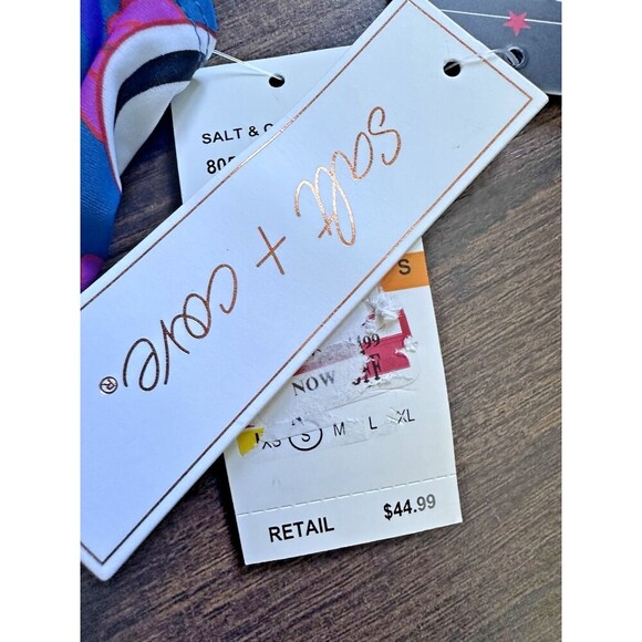 Salt + Cove Women's Floral-Print Tie closure at back One-Piece Swimsuit Purple S - Picture 6 of 10